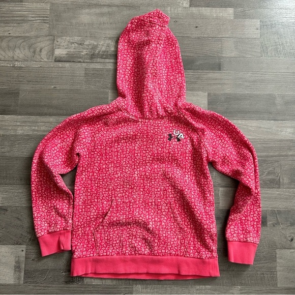 Under Armour Girls Pink Rival Fleece Print Hoodie M - Picture 5 of 6